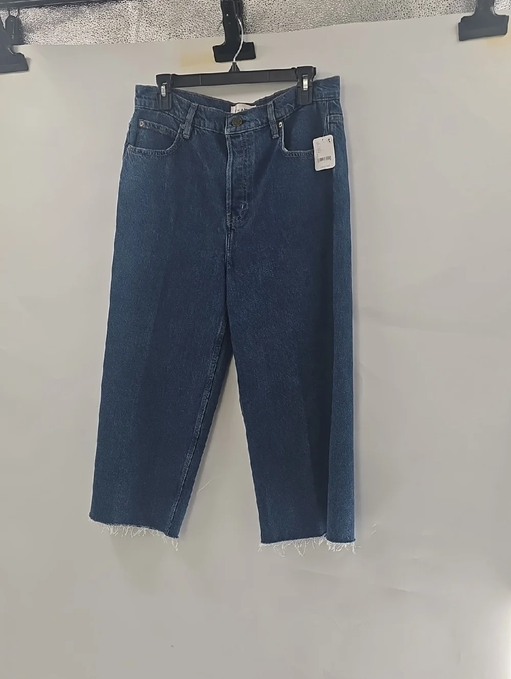Frame Easy Capri Denim Dark Blue‎ High-Rise Wide Crop Jeans